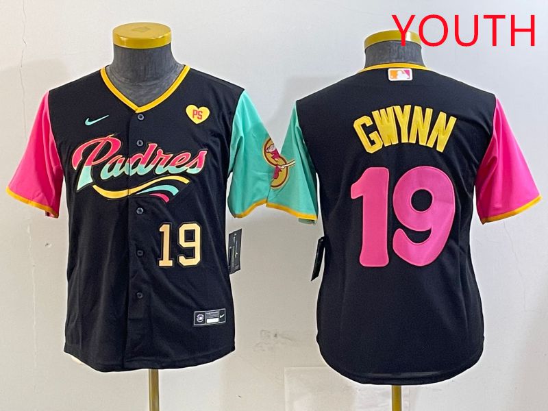 Youth San Diego Padres #19 Gwynn Black City Edition Game 2025 Nike MLB Jersey style 13->youth mlb jersey->Youth Jersey